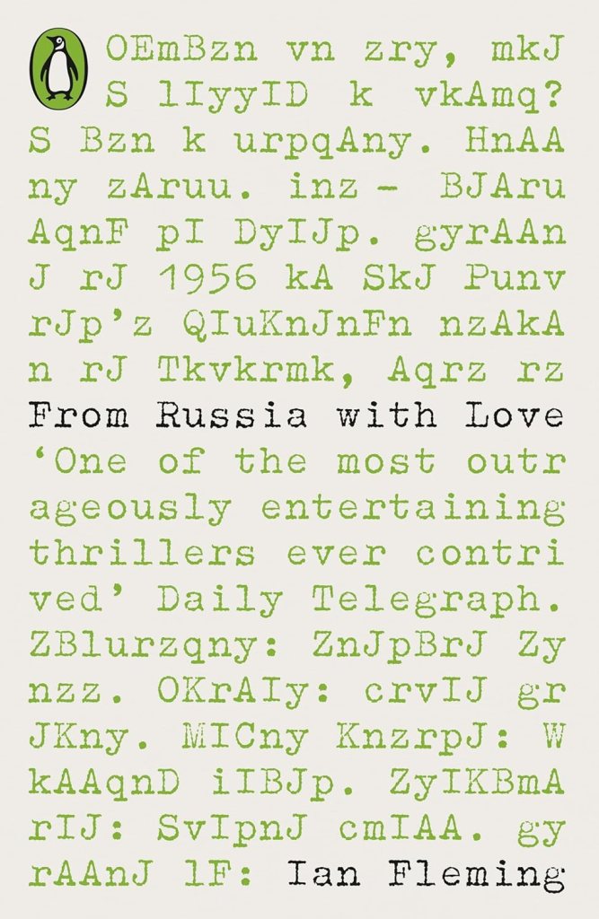 Cover of the book 'From Russia with Love' by Ian Fleming, featuring a vintage typewriter font with a Penguin Books logo.