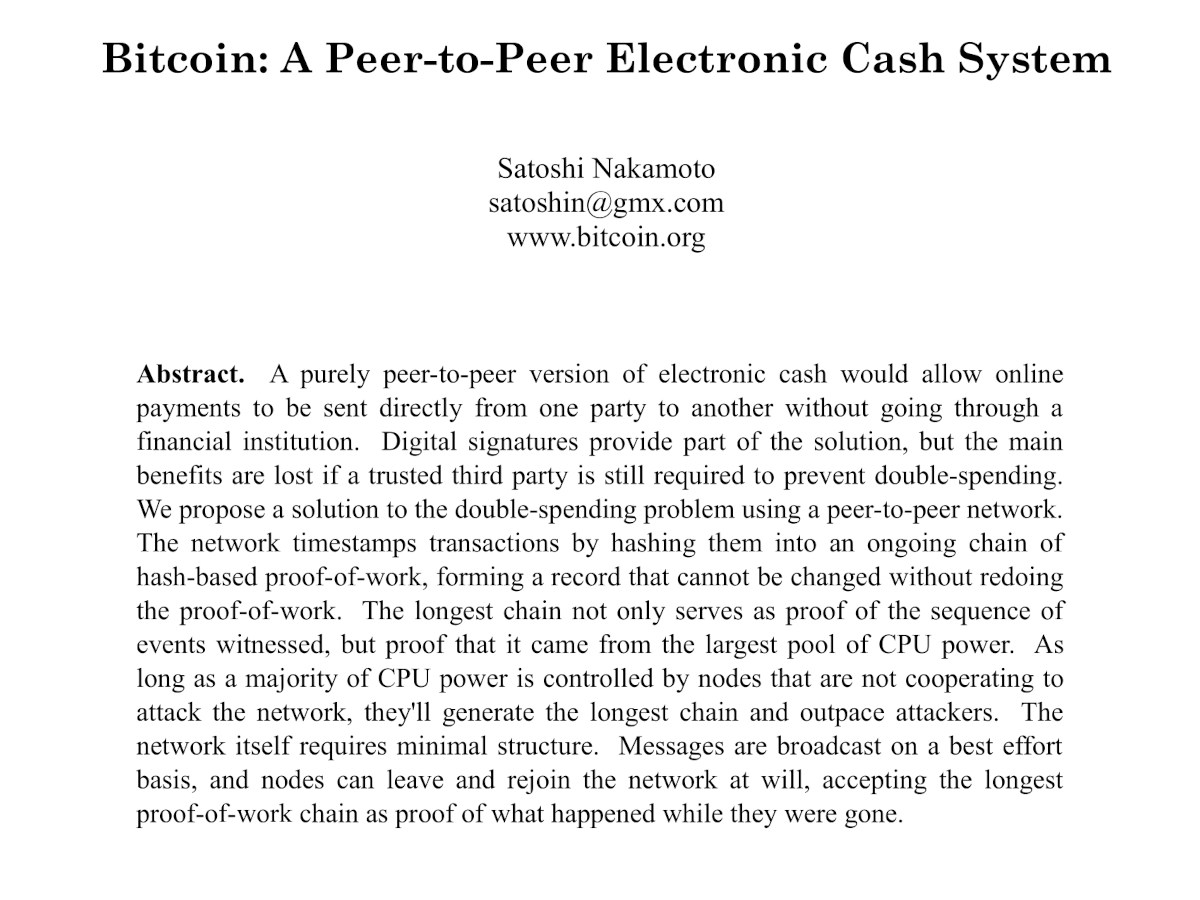 The Bitcoin white&nbsp;paper
